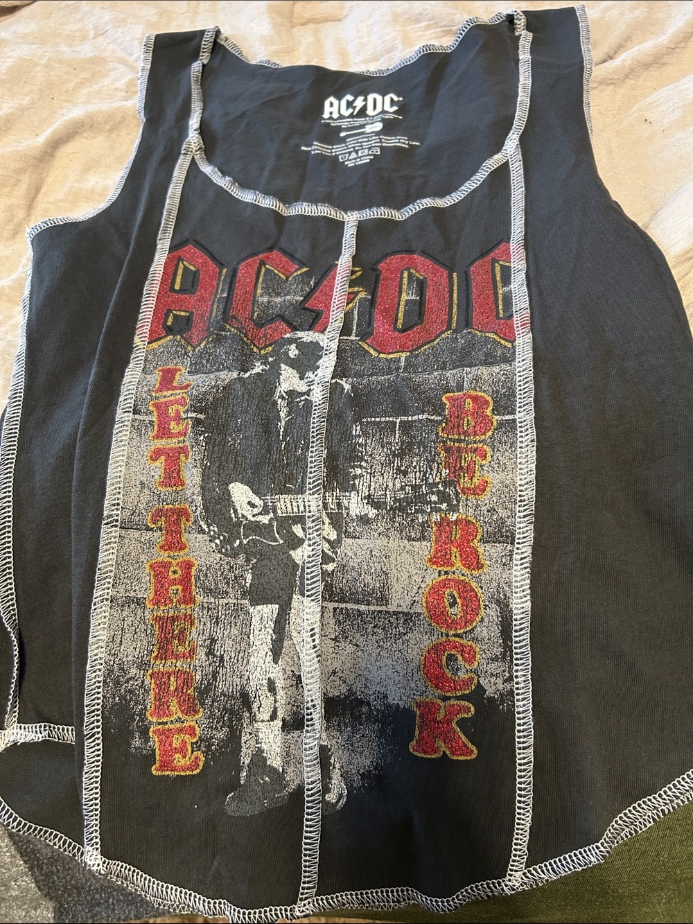 AC/DC Black Women's Rock Graphic Tank with Red & Yellow Lettering